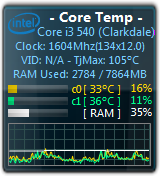 Core Temp Gadget screenshot Core Temp Gadget screenshot
